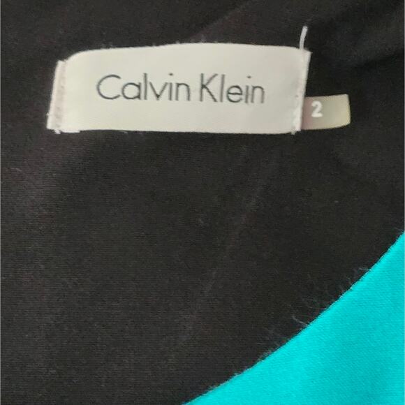 Calvin Klein Black white and Aqua Color Block Sheath Dress Size 2 - Picture 7 of 7